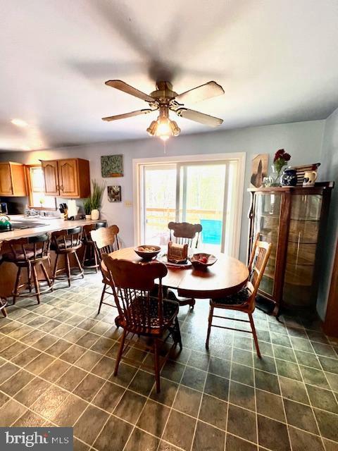 dining area with ceiling fan
