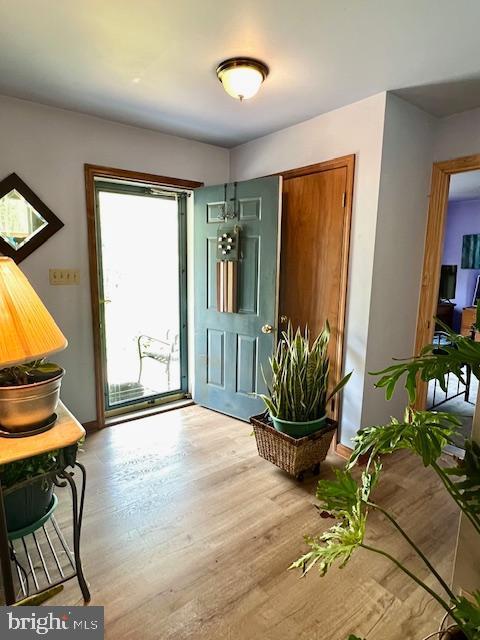 foyer entrance with wood finished floors