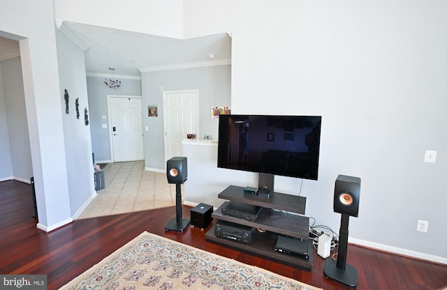 4501 Talcott Ter Unit Q, Perry Hall, MD 21128 - living area with baseboards, ornamental molding, and wood finished floors
