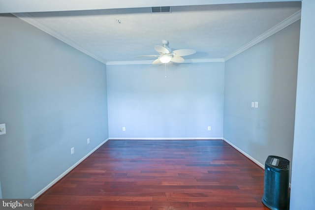 4501 Talcott Ter Unit Q, Perry Hall, MD 21128 - spare room with visible vents, crown molding, wood finished floors, baseboards, and a ceiling fan