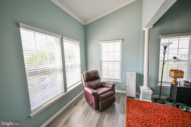 4501 Talcott Ter Unit Q, Perry Hall, MD 21128 - sitting room featuring crown molding, baseboards, and ornate columns