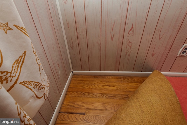 interior details featuring wood walls