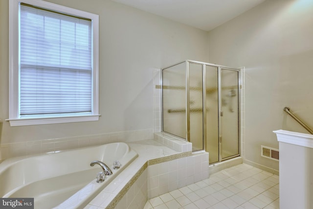 15201 Weiskopf Ct, Haymarket, VA 20169 - bathroom with tile patterned flooring, a stall shower, and a garden tub