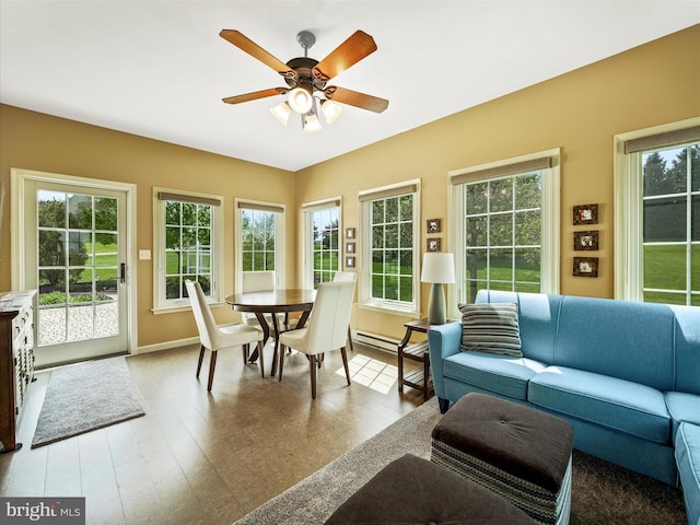 sunroom / solarium featuring a baseboard radiator