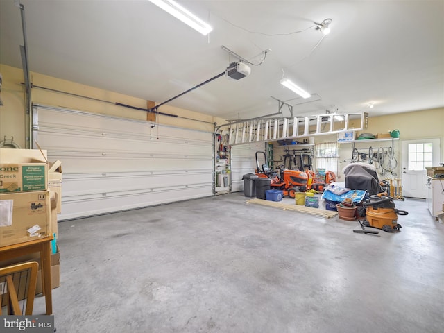 garage with a garage door opener