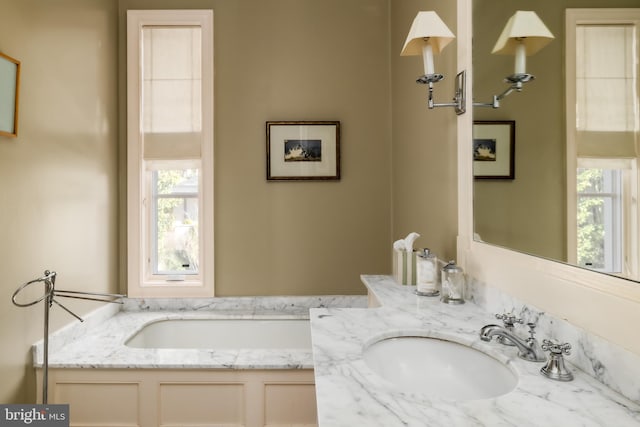 2740 Chain Bridge Rd NW, Washington, DC 20016 - full bathroom with a bath, a wealth of natural light, and vanity