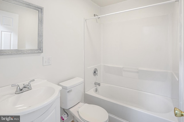 full bathroom with vanity, toilet, and shower / washtub combination