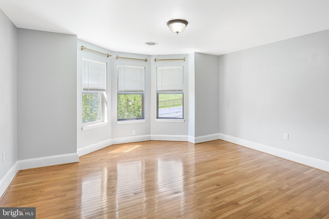 unfurnished room with a wealth of natural light and light wood-type flooring