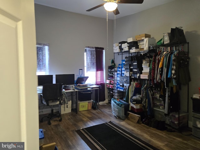 959 Bennett Pl, Baltimore, MD 21223 - office with a ceiling fan and wood finished floors