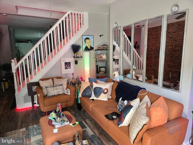 959 Bennett Pl, Baltimore, MD 21223 - living room with wood finished floors and stairs