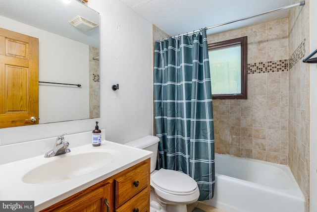 371 Oak Hill Rd, Berkeley Springs, WV 25411 - bathroom with vanity, shower / bath combo, toilet, and visible vents