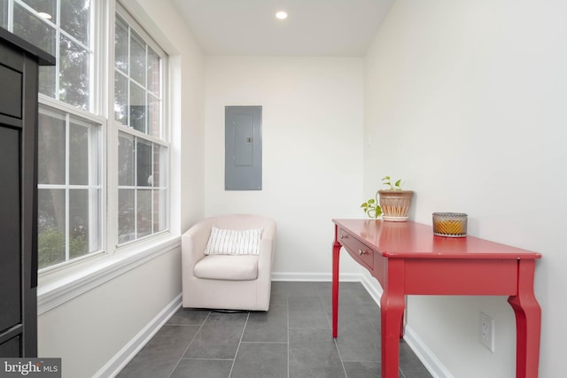 6126 Quiet Times, Columbia, MD 21045 - tiled home office featuring electric panel, baseboards, and recessed lighting