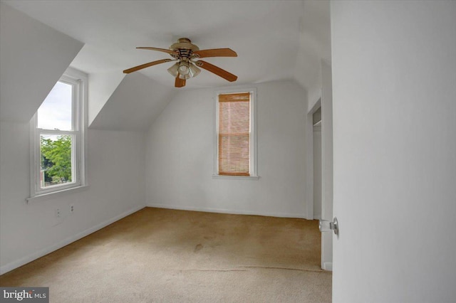 125 Cottage St, Waynesboro, PA 17268 - additional living space with vaulted ceiling, carpet floors, ceiling fan, and baseboards