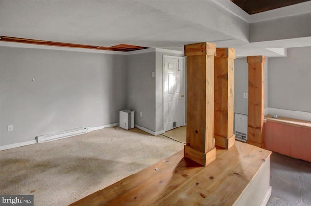 125 Cottage St, Waynesboro, PA 17268 - finished basement with baseboard heating, baseboards, and carpet