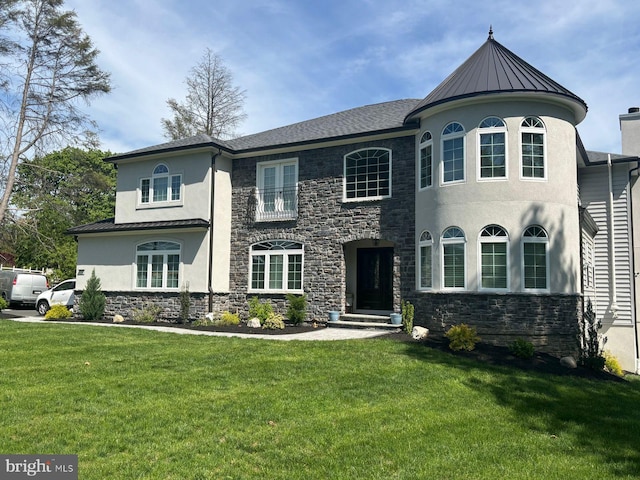 3357 Huntingdon Pike, Huntingdon Valley, PA 19006 - view of front facade featuring stone siding, stucco siding, and a front lawn