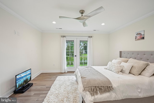 3357 Huntingdon Pike, Huntingdon Valley, PA 19006 - bedroom featuring wood finished floors, baseboards, access to outside, ornamental molding, and recessed lighting
