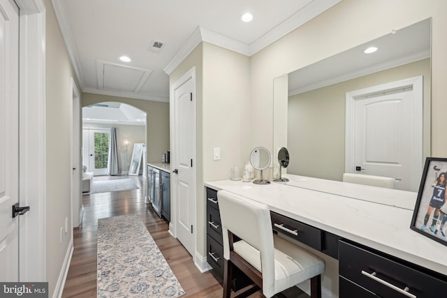 3357 Huntingdon Pike, Huntingdon Valley, PA 19006 - bathroom featuring ornamental molding, wood finished floors, recessed lighting, and baseboards