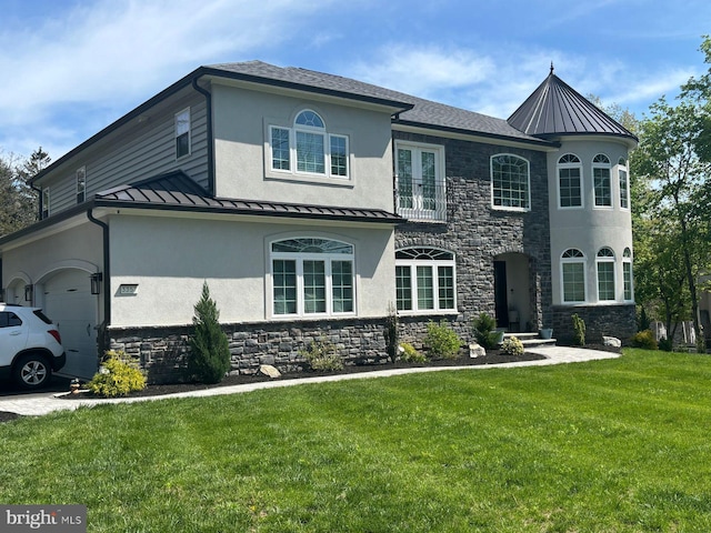 3357 Huntingdon Pike, Huntingdon Valley, PA 19006 - view of front of property with a standing seam roof, stucco siding, stone siding, and metal roof