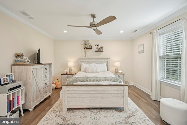 3357 Huntingdon Pike, Huntingdon Valley, PA 19006 - bedroom featuring multiple windows, ornamental molding, light wood-style flooring, baseboards, and recessed lighting