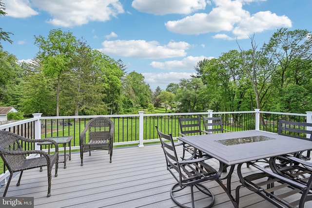 3357 Huntingdon Pike, Huntingdon Valley, PA 19006 - wooden deck featuring outdoor dining space and a yard