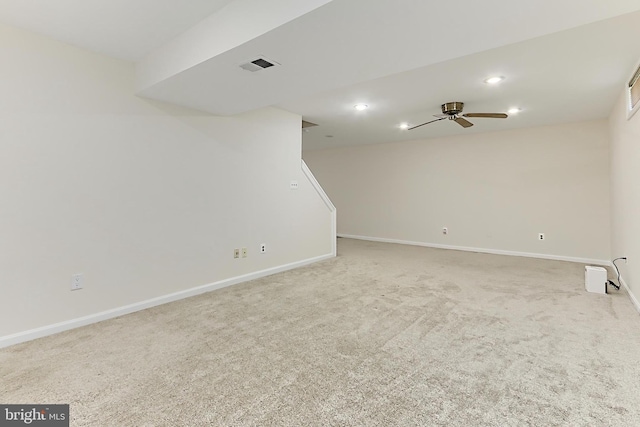 13407 Brookfield Dr, Chantilly, VA 20151 - below grade area with carpet flooring, recessed lighting, a ceiling fan, and baseboards