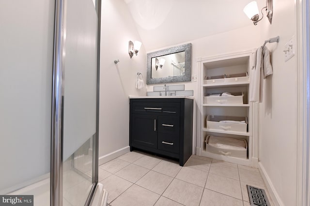 1012 S Creek View Ct, Churchton, MD 20733 - bathroom featuring visible vents, baseboards, tile patterned flooring, and vanity