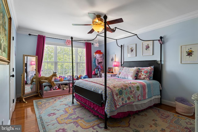 139 Watson Mill Rd, Landenberg, PA 19350 - bedroom featuring crown molding, wood finished floors, baseboards, and a ceiling fan