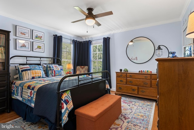 139 Watson Mill Rd, Landenberg, PA 19350 - bedroom featuring crown molding, wood finished floors, and ceiling fan