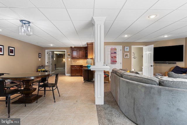 139 Watson Mill Rd, Landenberg, PA 19350 - living area featuring ornate columns, light tile patterned floors, and recessed lighting