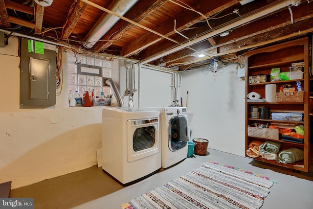 2636 N Calvert St N, Baltimore, MD 21218 - clothes washing area featuring electric panel and washer and clothes dryer