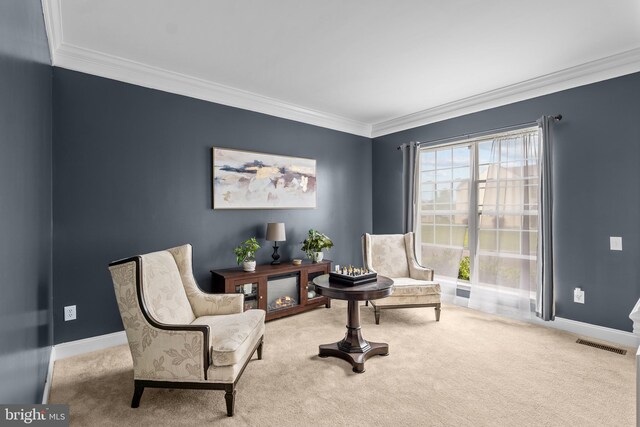 54 Durham Ln, Smyrna, DE 19977 - living area with ornamental molding, carpet, and baseboards
