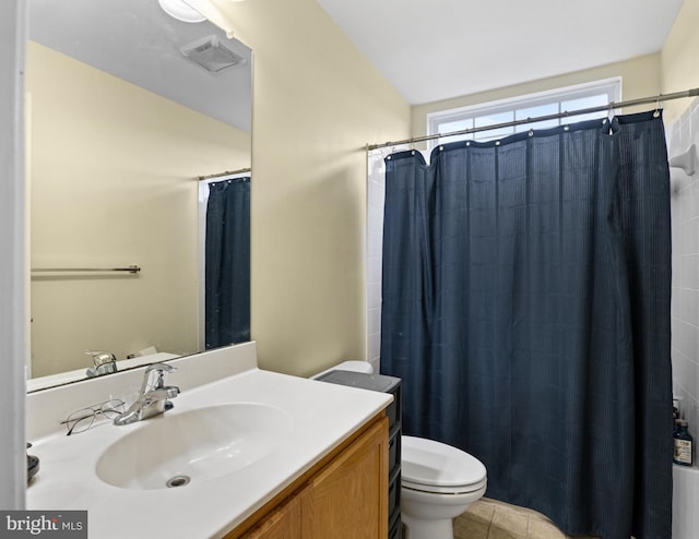 54 Durham Ln, Smyrna, DE 19977 - full bathroom featuring toilet, vanity, curtained shower, and tile patterned flooring