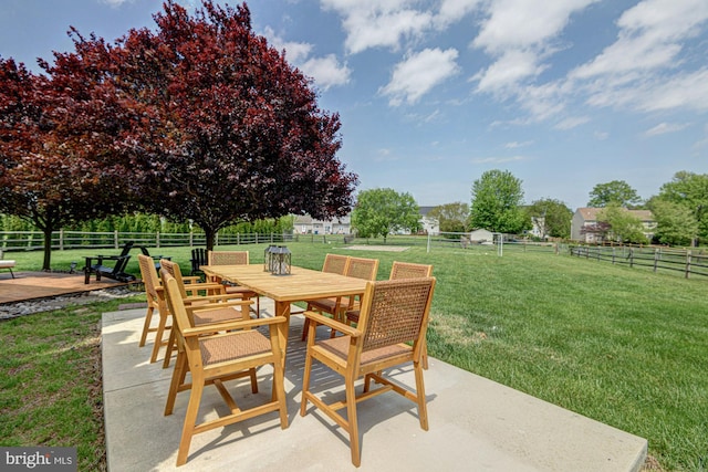 view of patio with a fenced backyard and outdoor dining space