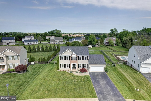 drone / aerial view featuring a residential view