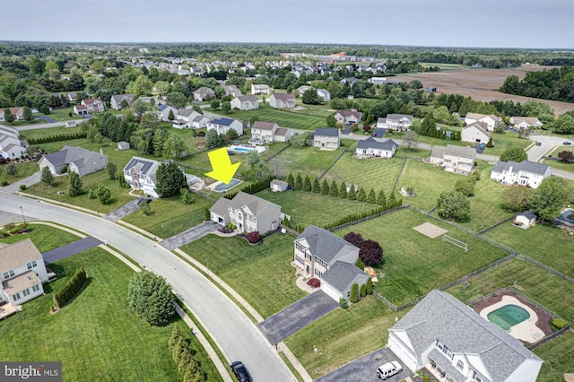 bird's eye view featuring a residential view