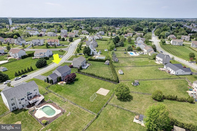 drone / aerial view featuring a residential view