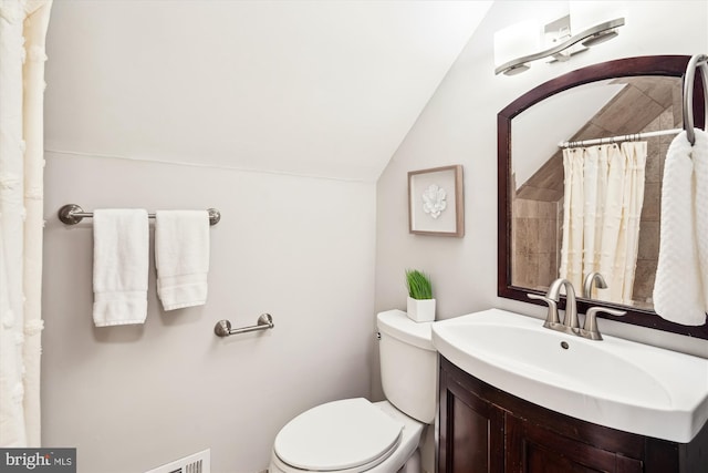 13446 Overbrook Ln, Bowie, MD 20715 - full bathroom with lofted ceiling, toilet, and vanity