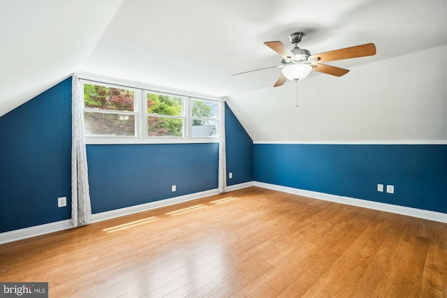 13446 Overbrook Ln, Bowie, MD 20715 - additional living space featuring ceiling fan, wood finished floors, vaulted ceiling, and baseboards