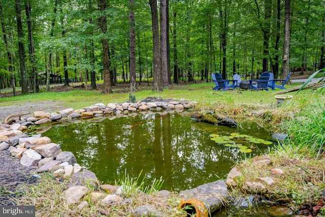 view of yard with an outdoor fire pit