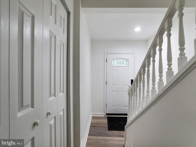 74 Red Maple Ln, Harpers Ferry, WV 25425 - foyer featuring baseboards, stairway, recessed lighting, and wood finished floors