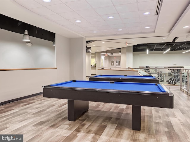 1021 Arlington Blvd Unit 237, Arlington, VA 22209 - rec room with baseboards, pool table, a drop ceiling, and wood finished floors