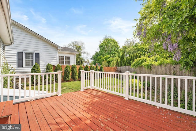 deck featuring a fenced backyard