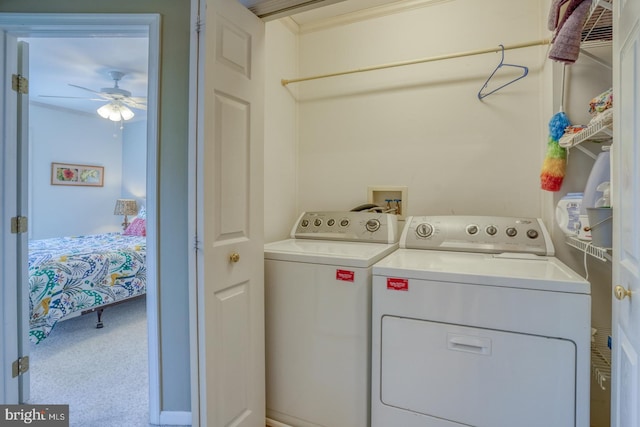 3201 Blue Heron Dr Unit 01, Rehoboth Beach, DE 19971 - laundry area featuring washer and clothes dryer, ceiling fan, and crown molding