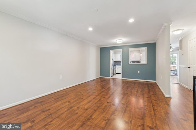 12104 Stallion Ct, Woodbridge, VA 22192 - empty room with baseboards, ornamental molding, recessed lighting, and wood finished floors