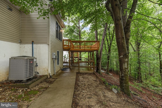 109 Hamlin Dr, Fredericksburg, VA 22405 - view of yard with a wooden deck, central AC, and stairs