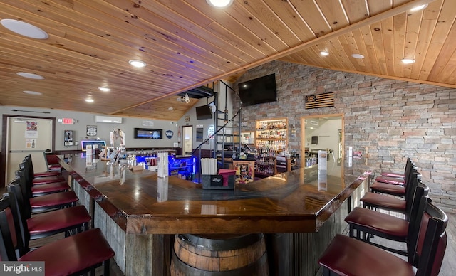 4547 Red Rock Rd, Benton, PA 17814 - bar featuring wood ceiling, a dry bar, and lofted ceiling