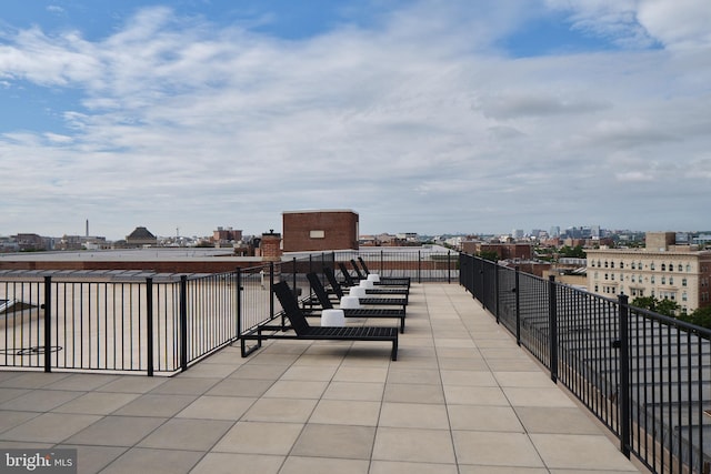 view of patio with a view of city