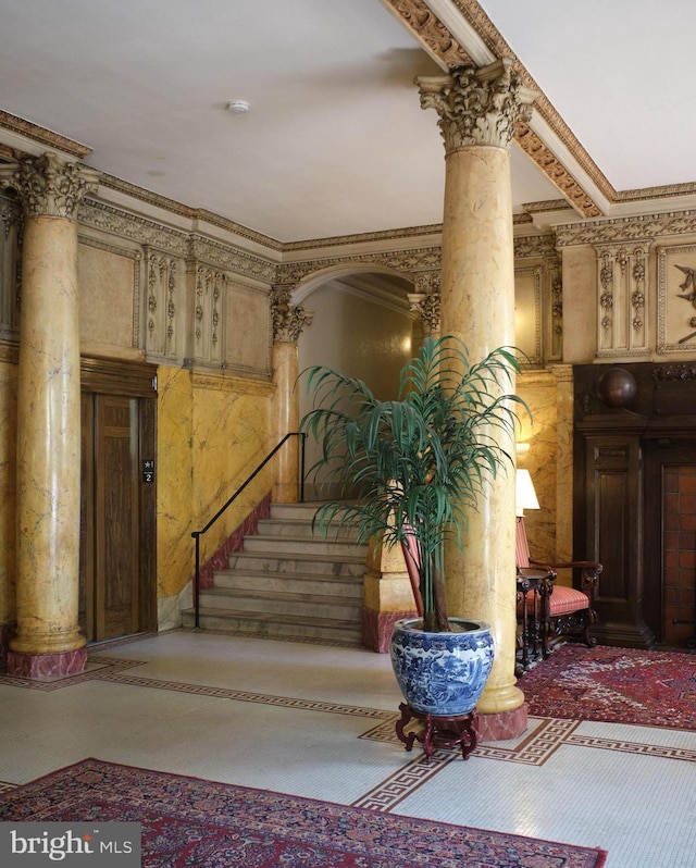 community lobby with stairs