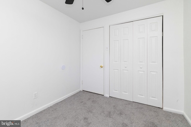1414 Simpson St, Marcus Hook, PA 19061 - unfurnished bedroom featuring carpet floors, baseboards, a closet, and ceiling fan