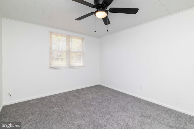 1414 Simpson St, Marcus Hook, PA 19061 - unfurnished room featuring crown molding, baseboards, a ceiling fan, and carpet flooring